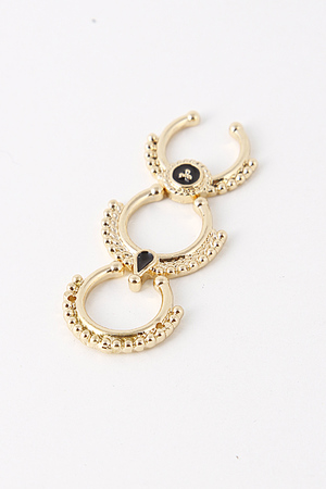 Black Jewel Gem Detailed Three Set Nose Ring 5FCE1